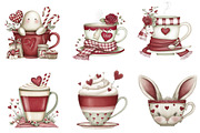 Valentine's Day Coffee Cup Clipart, an Illustration by DreamArtGraphic (Thumbnail 5 of 5)