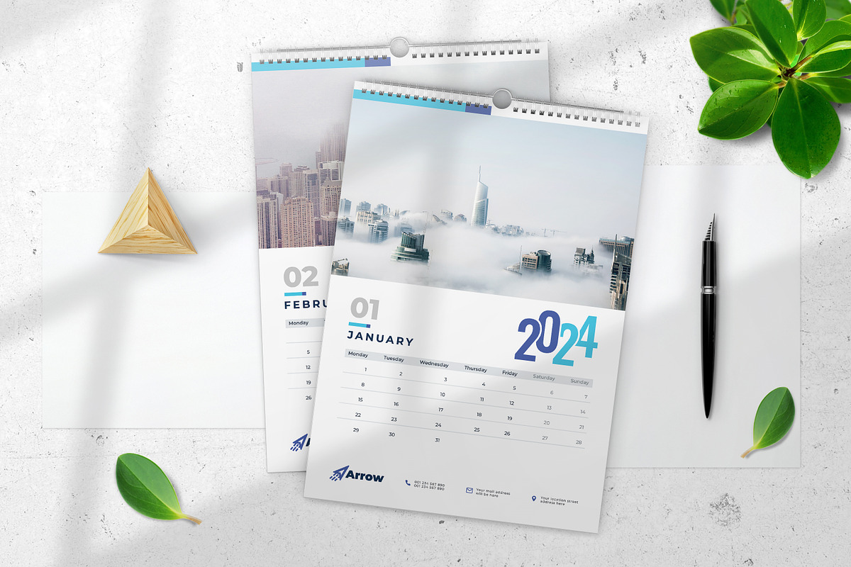 Wall Calendar 2024, a Print Template by Uiparvin (Photo 2 of 2)