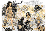 glam witch halloween clipart, beast, an Illustration by Personal Epiphany (Thumbnail 1 of 5)