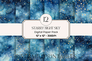 Starry Night Sky Digital Paper Pack, a Decorative Illustration by Rivermill Printables (Thumbnail 1 of 2)