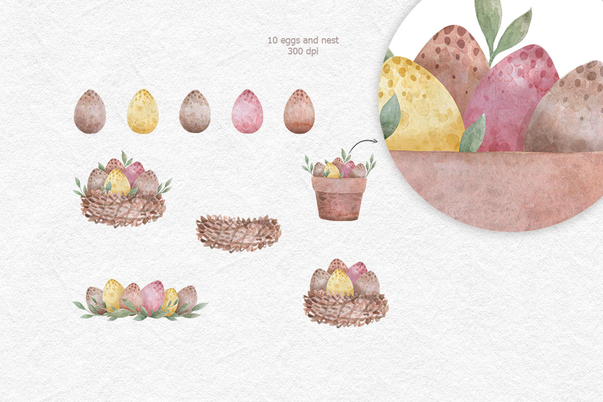 Watercolor easter clipart, an Illustration by CreativeByLu (Photo 4 of 15)