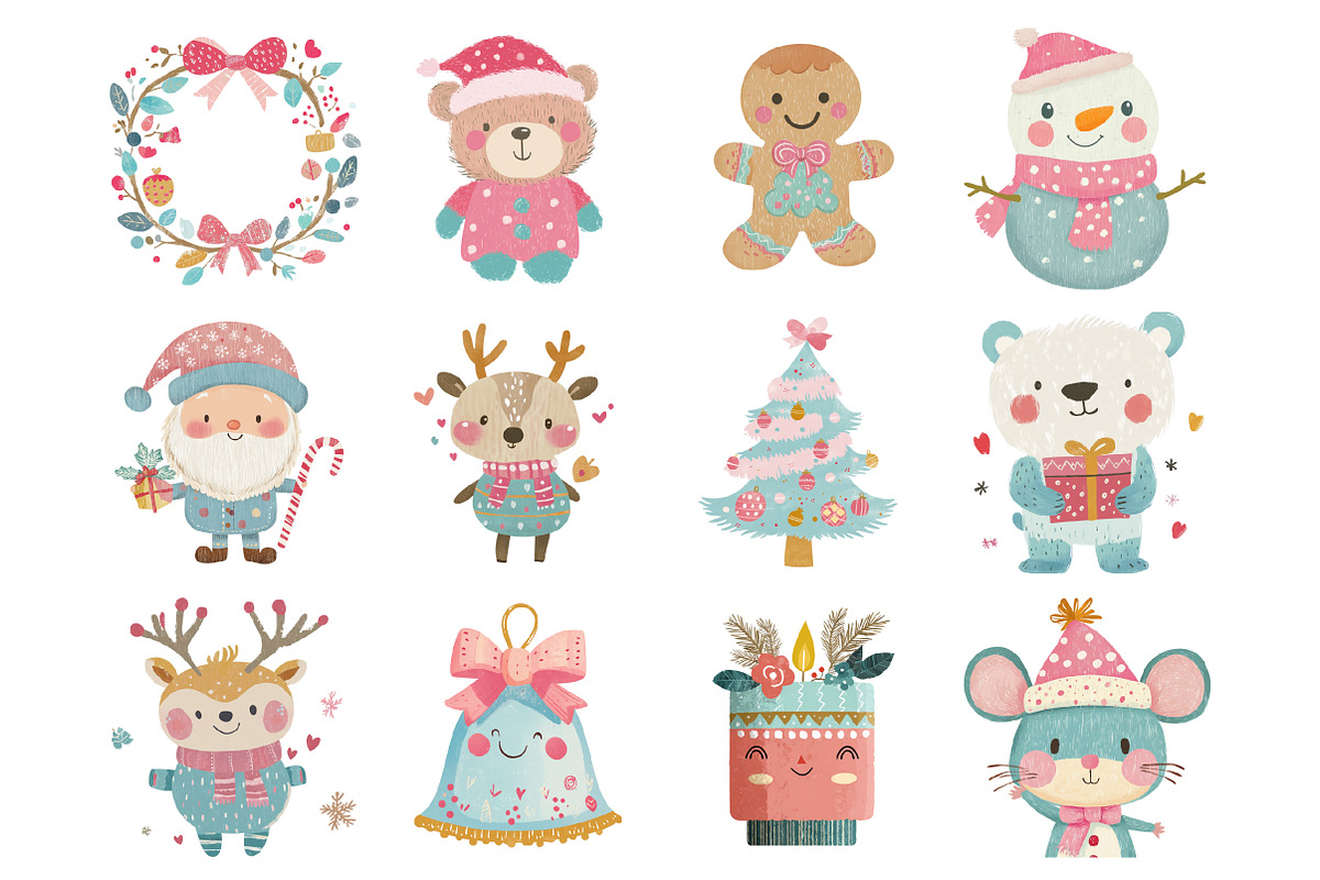 Cute Christmas Clipart, an Illustration by Design Market (Photo 2 of 3)