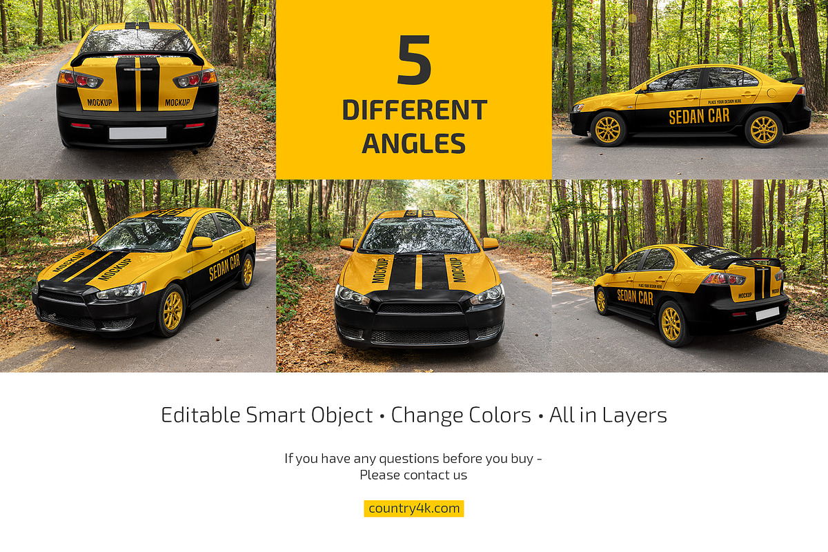 Car Sedan Mockup Set, an Advertising Mockup by Country4k (Photo 4 of 4)