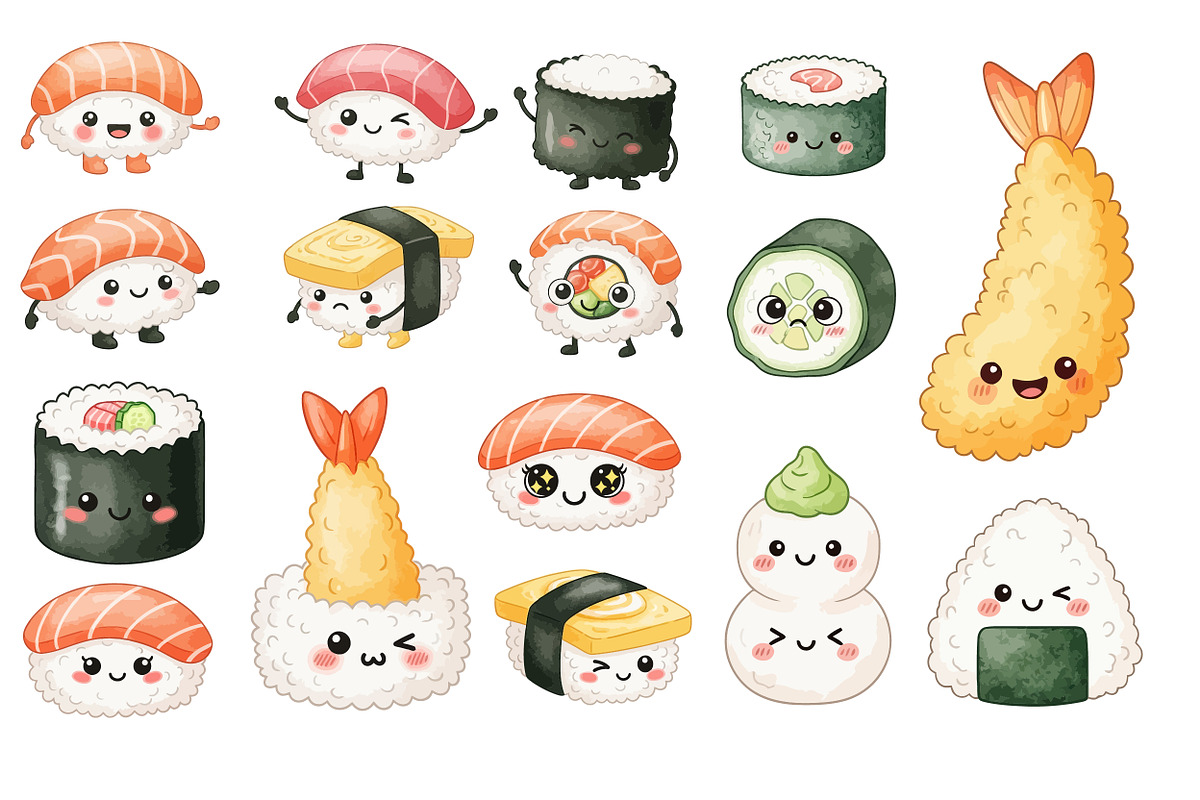 Kawaii Japanese Food - Clipart Sets, a Food Illustration by OtpirusGraphic (Photo 3 of 4)