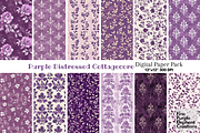 Purple Distressed Cottagecore Shabby, a Pattern Graphic by Fine Purple Elephant (Thumbnail 1 of 5)