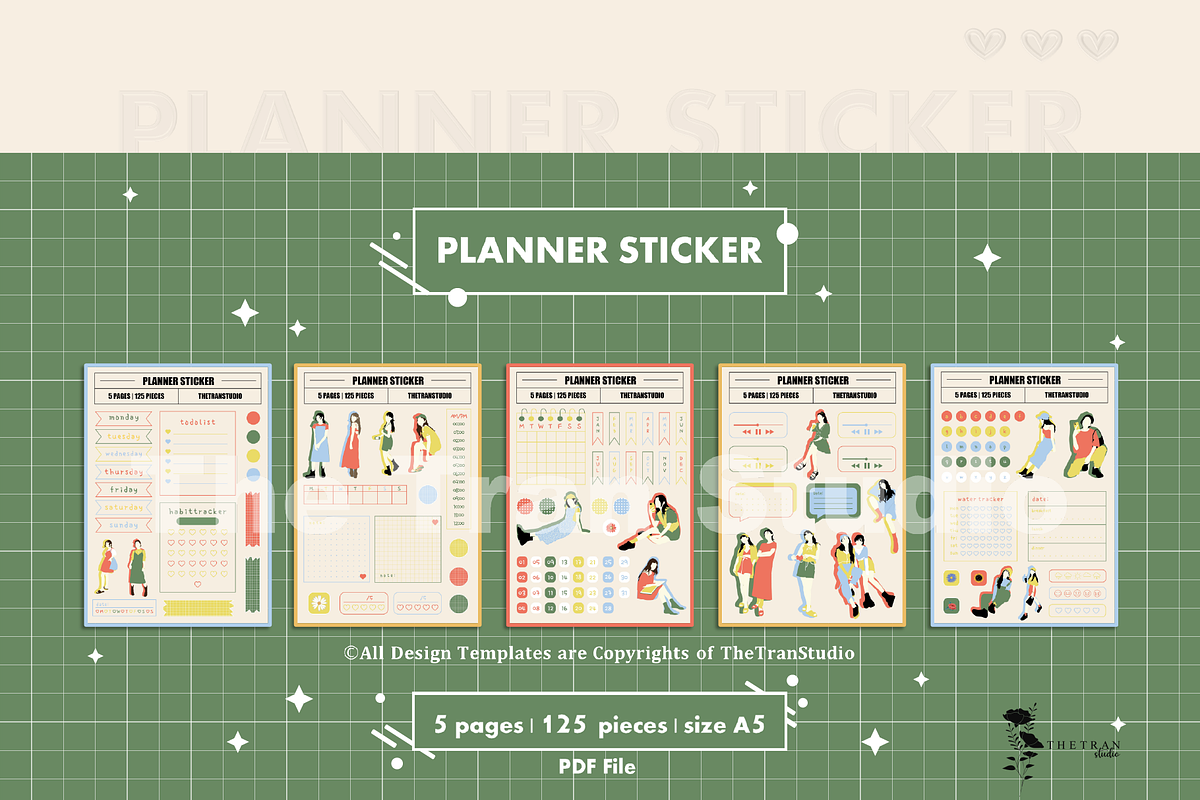 Fashion Planner Sticker Digital Prod, a Stationery Template by The Tran Studio (Photo 1 of 3)