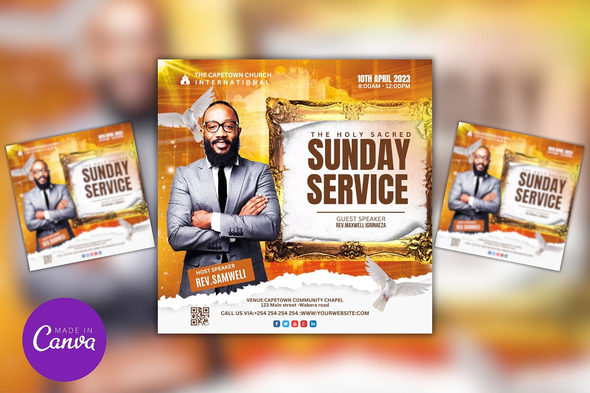 Church Service Instagram Template, a Social Media Template by Mishek Munene (Photo 3 of 4)