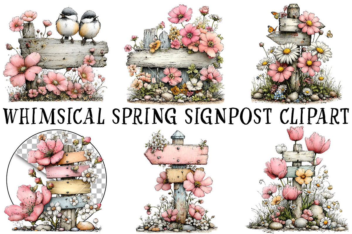 Whimsical Spring Signpost Clipart, an Illustration by OK Design (Photo 3 of 6)