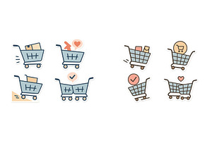 Shopping carts with various items, an Illustration by ZinetroN