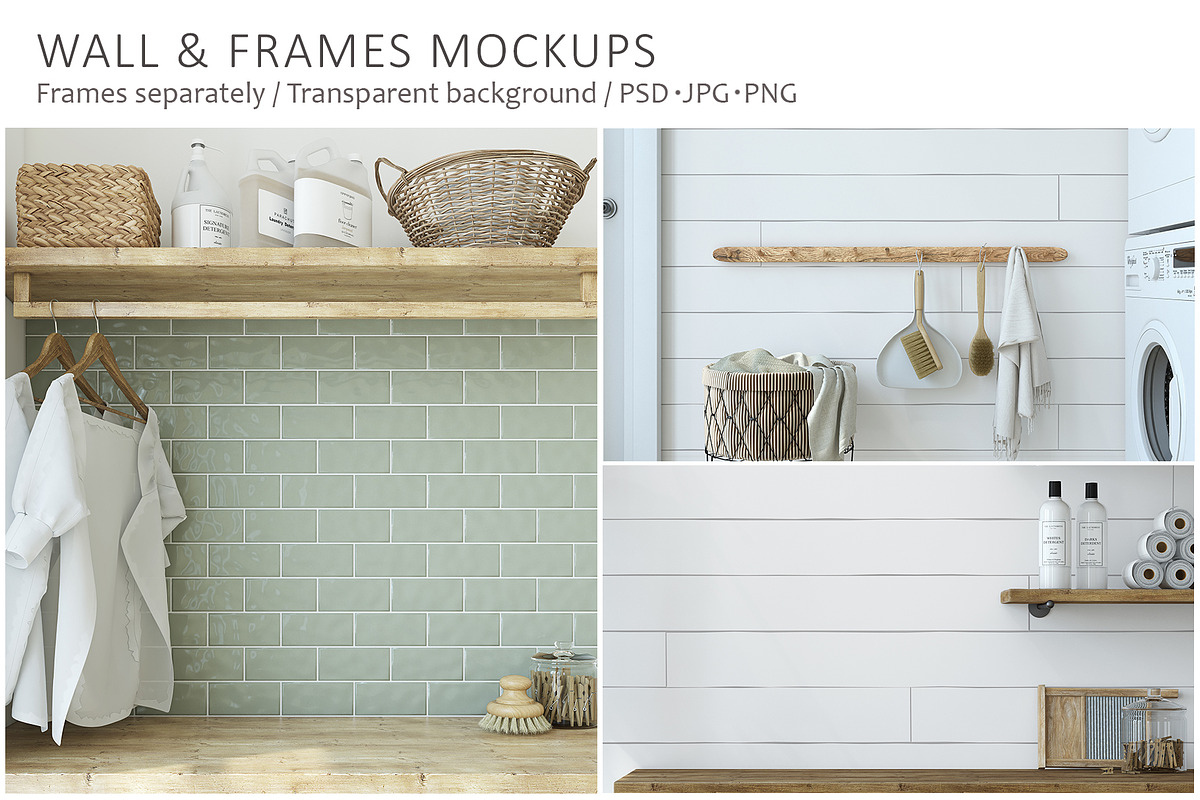 LAUNDRY ROOM Wall&Frame Mockups, a Print Template by MyHomeMockups (Photo 1 of 7)