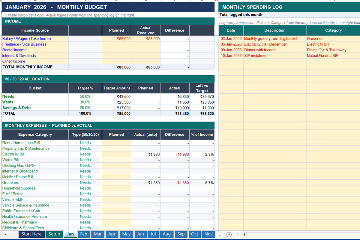 50-30-20 Monthly Budget Planner, an Email Template by Designbudy (Photo 4 of 5)