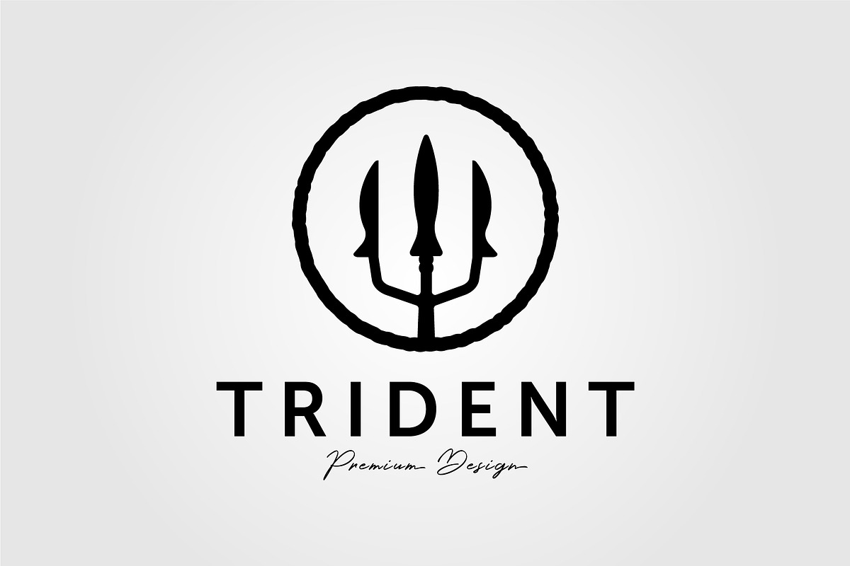 trident spear poseidon weapon logo, an Illustration by Rizkaarishandy_shop