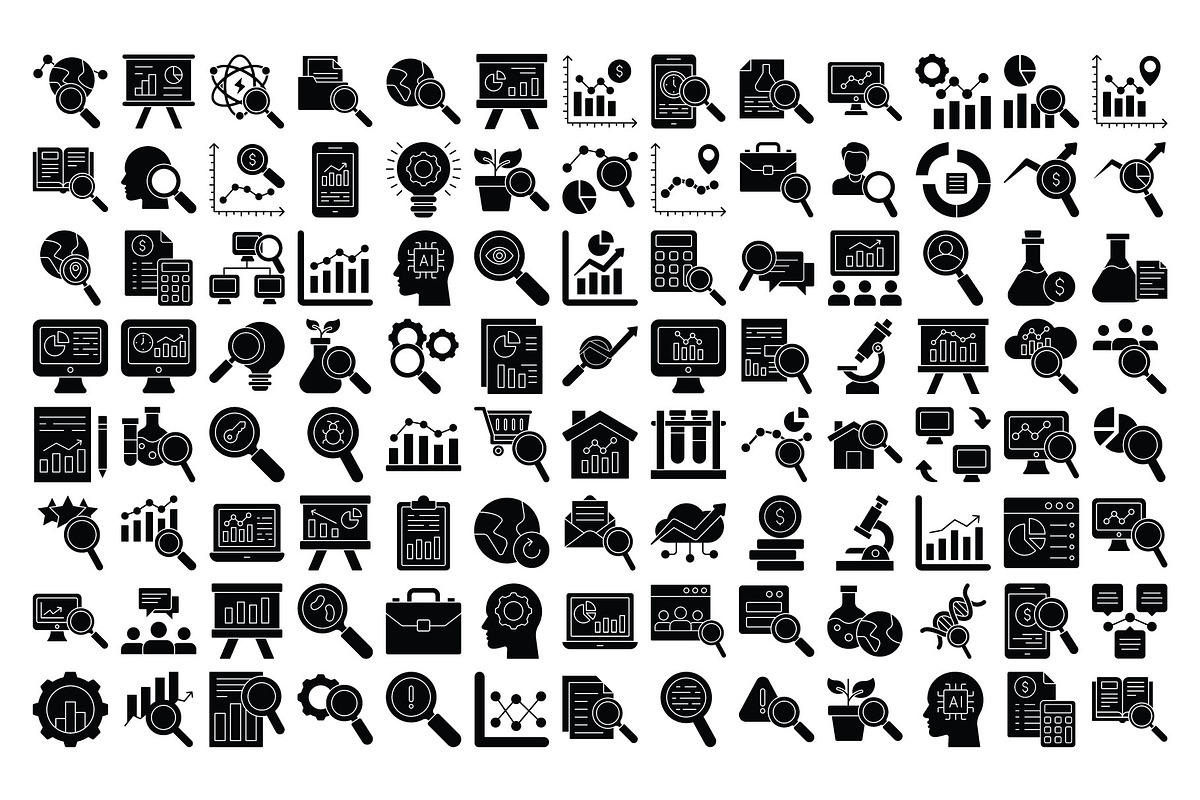Research & Analysis Icon Pack, an Outline Icon by Vector Portal (Photo 2 of 5)