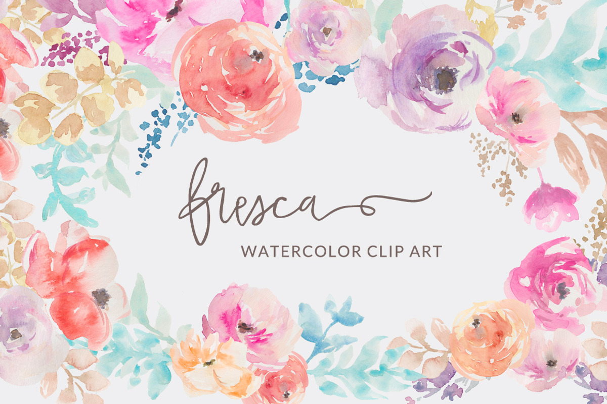 Fresca- Watercolor Flower Clip Art, an Illustration by Angie Makes (Photo 1 of 3)