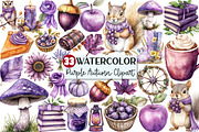 Watercolor Purple Autumn Clipart, an Illustration by Rose Art (Thumbnail 1 of 7)