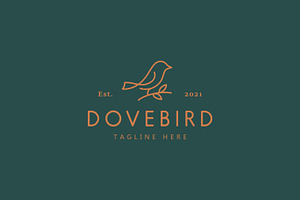 Dove Bird Perched on a Branch Logo