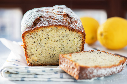 Lemon cake with poppy seeds, sliced, a Food & Drink Photo by Galiyah Assan