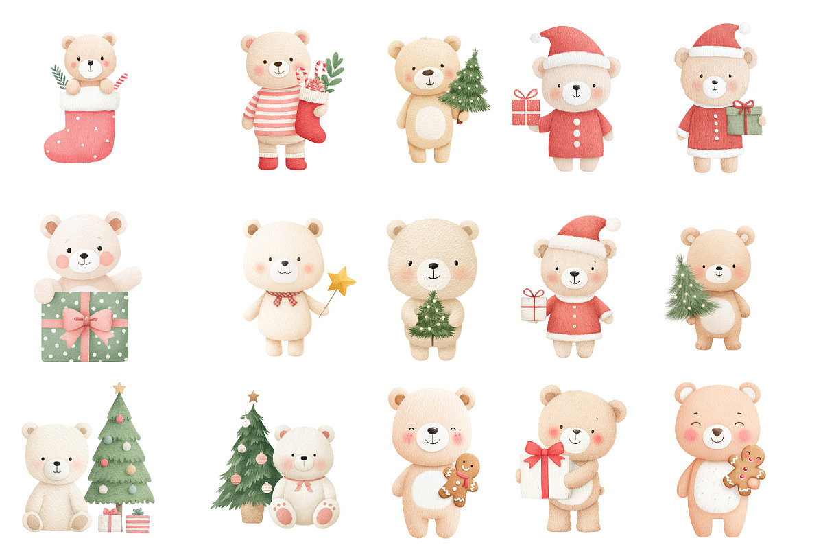 Christmas Teddy Bear Clipart, an Illustration by Designworld (Photo 3 of 4)