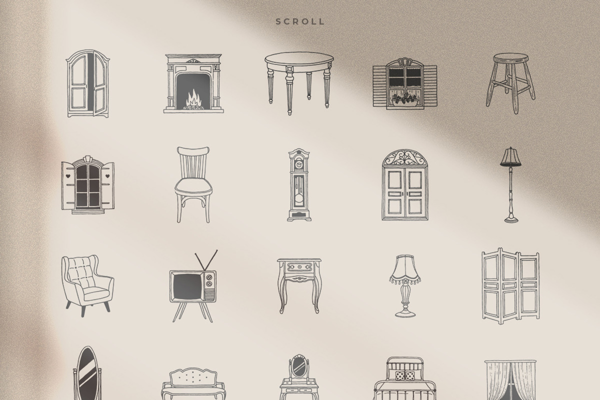 100 Hand Drawn Elements -Home-, a Decorative Illustration by Michael Rayback Design (Photo 2 of 3)