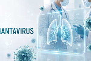 Hantavirus outbreak concept with lungs and doctors, medical back, a Photo by Dvoevnore photos