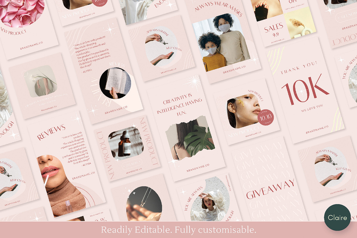 Pink Skincare Instagram Creator Kit, a Social Media Template by Clairee Design Studio (Photo 6 of 7)