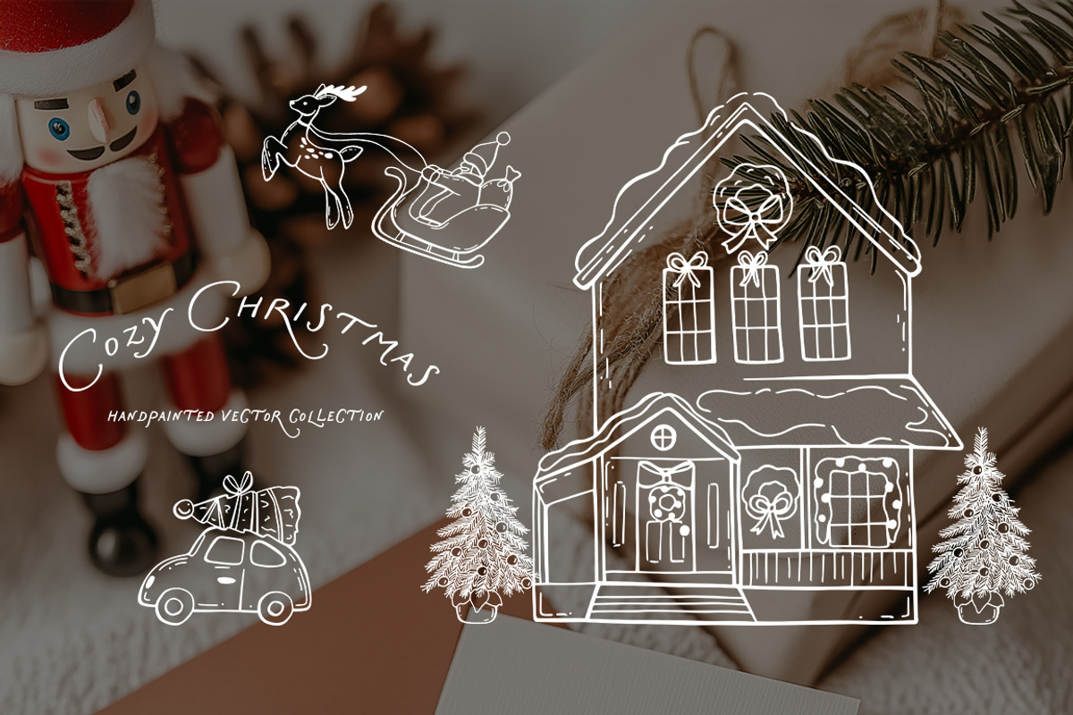Whimsical Set Cozy Christmas, a Seasonal Illustration by ViktoriyaD (Photo 2 of 20)