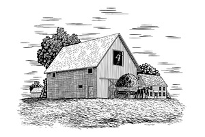 Woodcut Hay Farmers