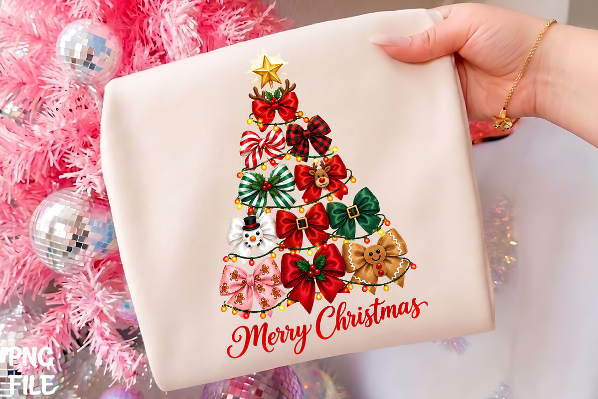 Merry Christmas Bow Tree PNG, a Seasonal Illustration by CrexoraLab (Photo 1 of 4)