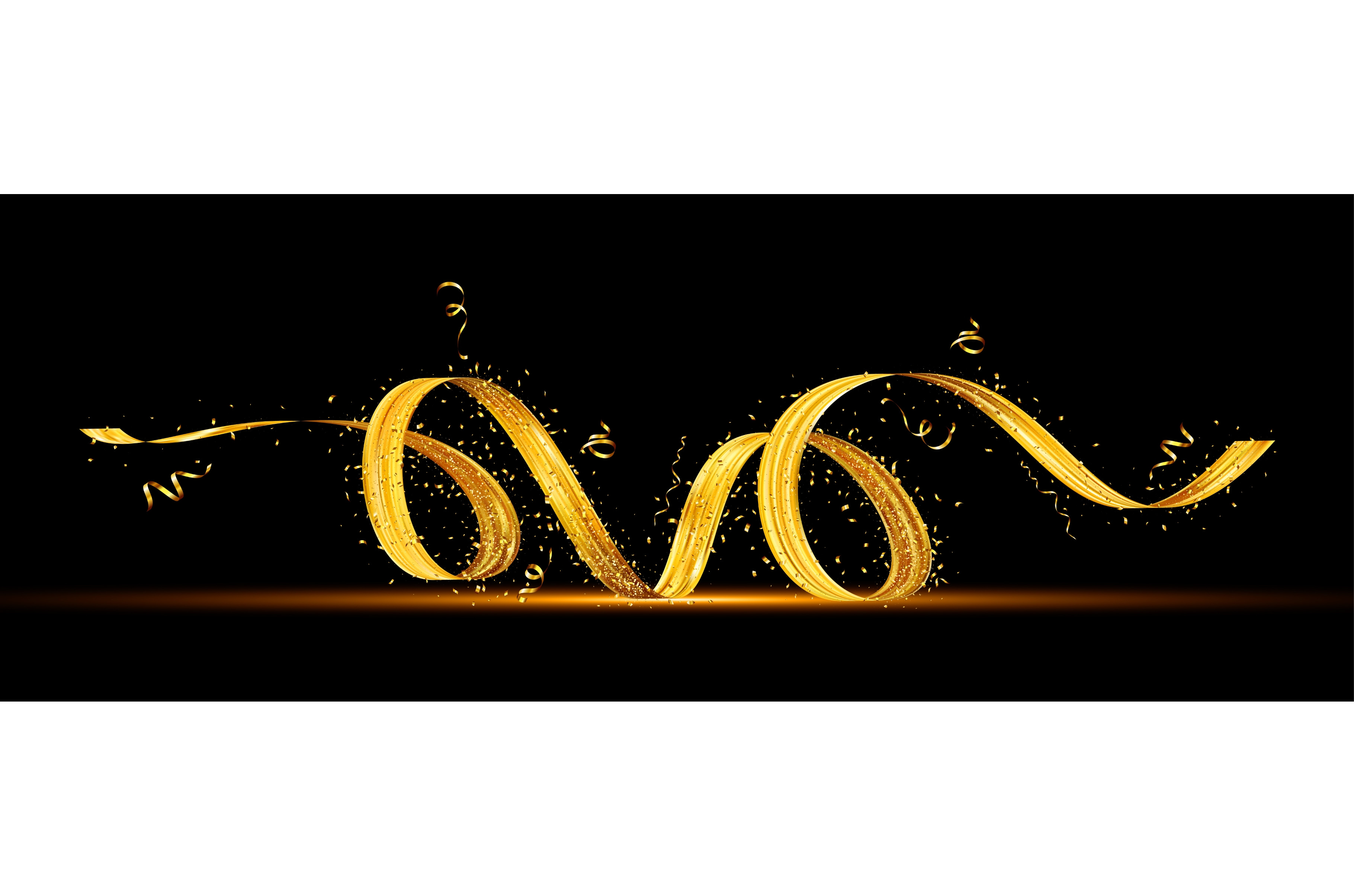 Realistic yellow gold ribbon, an Illustration by Quarta