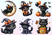 Nursery Halloween Black Cat Clipart, a Graphic by CitraGraphics (Thumbnail 2 of 4)