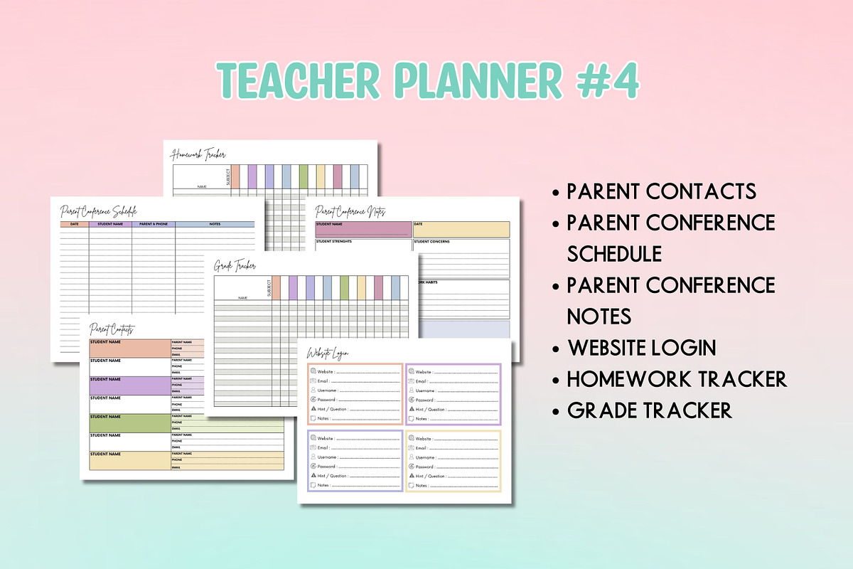 Teacher Planner #4 - Canva template, a Templates & Theme by Adalin Shop (Photo 7 of 14)
