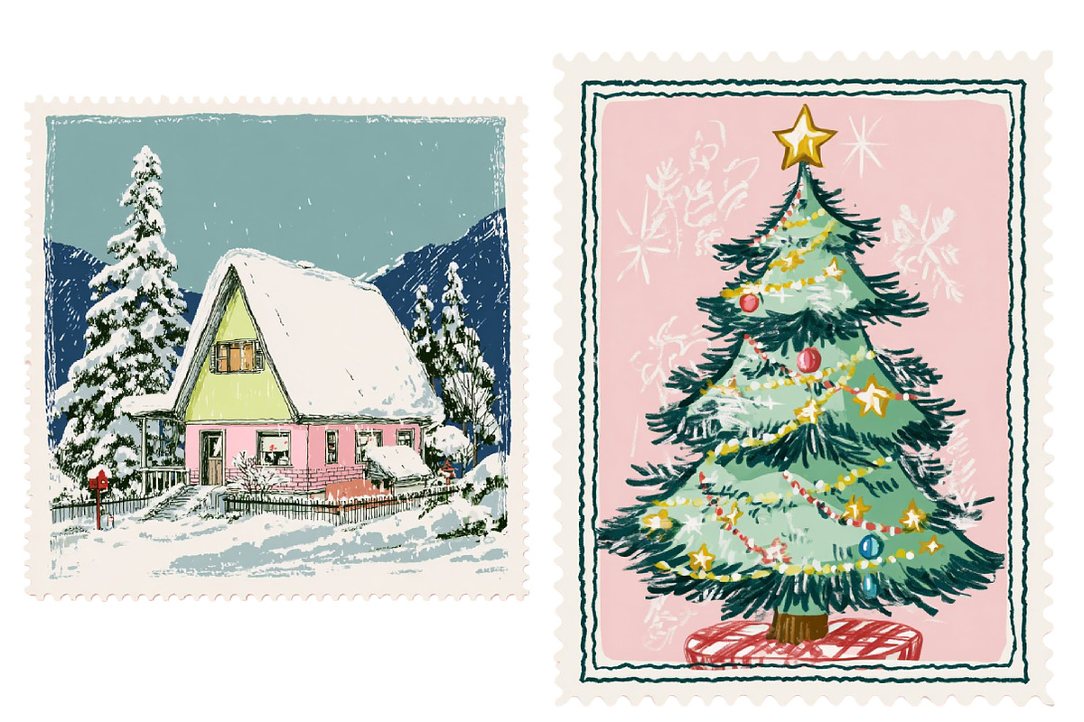 Christmas postage stamp Clipart, an Illustration by Designworld (Photo 3 of 4)
