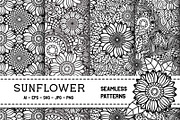 Sunflower Seamless Patterns, a Pattern Graphic by Elinorka (Thumbnail 1 of 9)