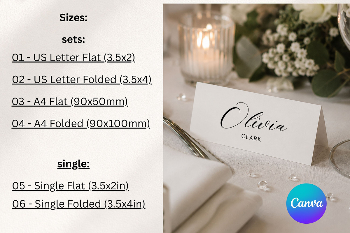 Wedding Place Cards | Canva editable, a Card Template by Arfis (Photo 8 of 9)