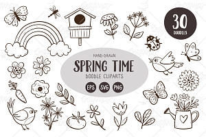 Spring Doodle Cliparts