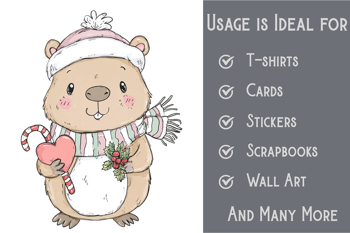 Christmas Capybara Clipart, an Illustration by Pixels.Craft (Photo 3 of 6)