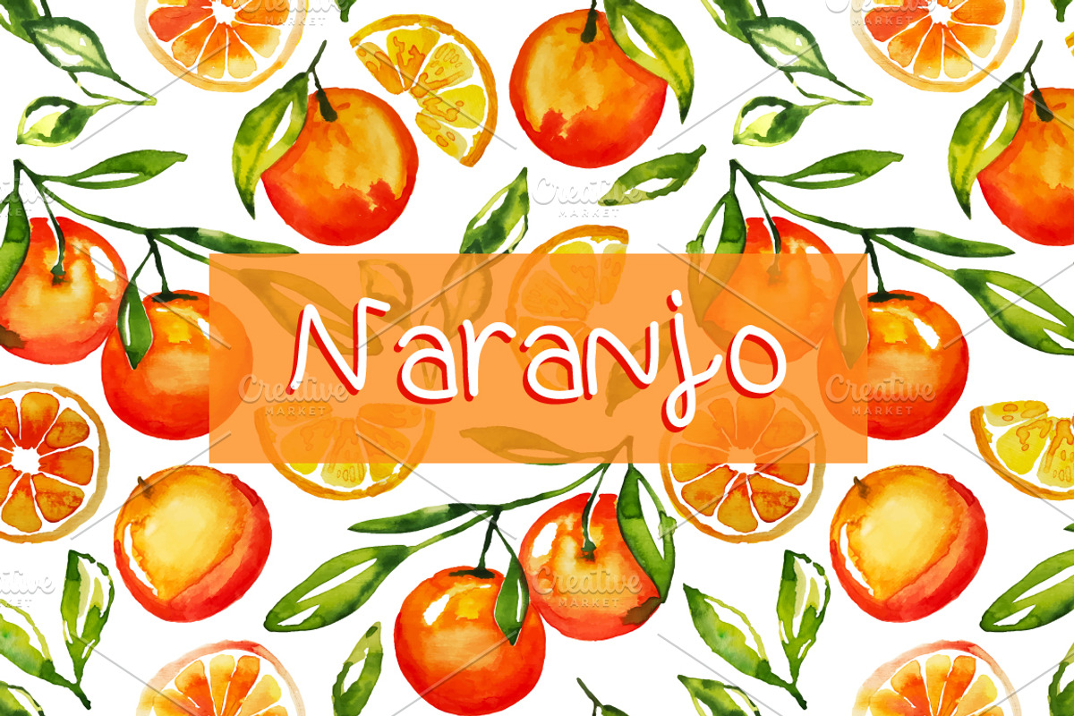 Naranjo watercolor pattern, a Pattern Graphic by SuperNata (Photo 1 of 2)