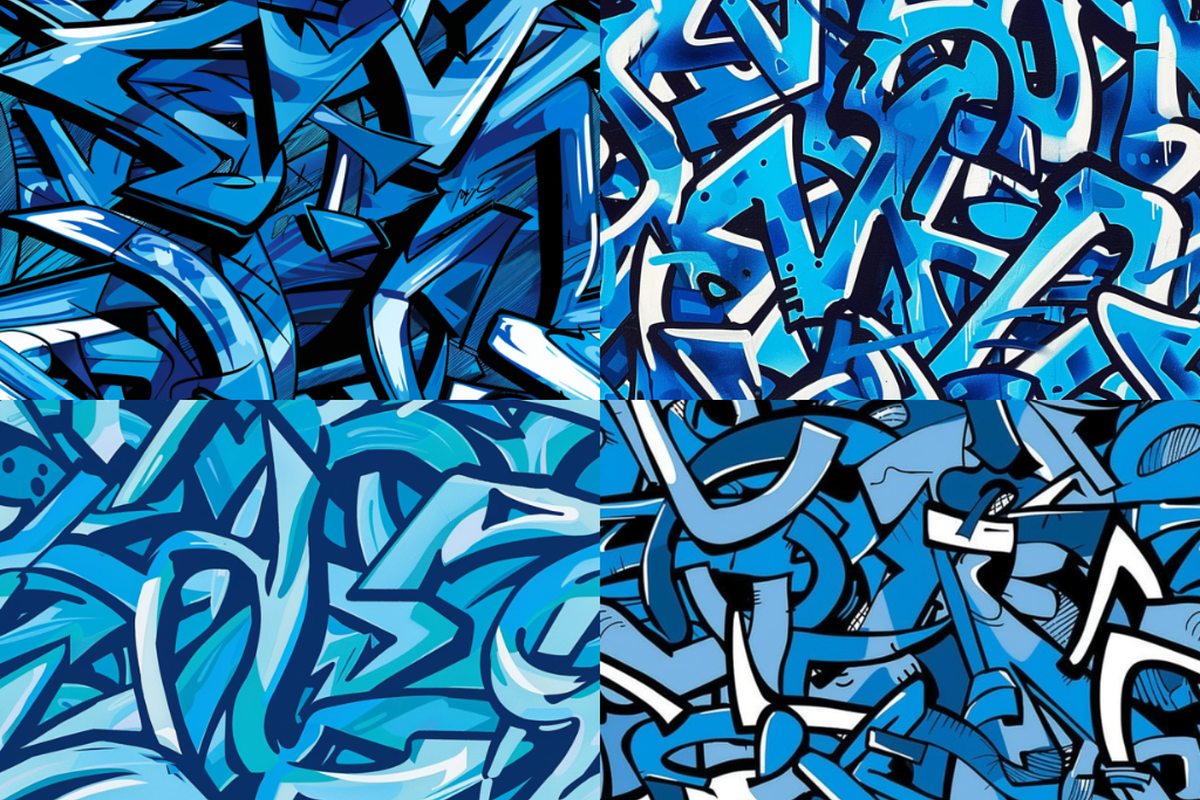 Blue Graffiti Seamless Patterns