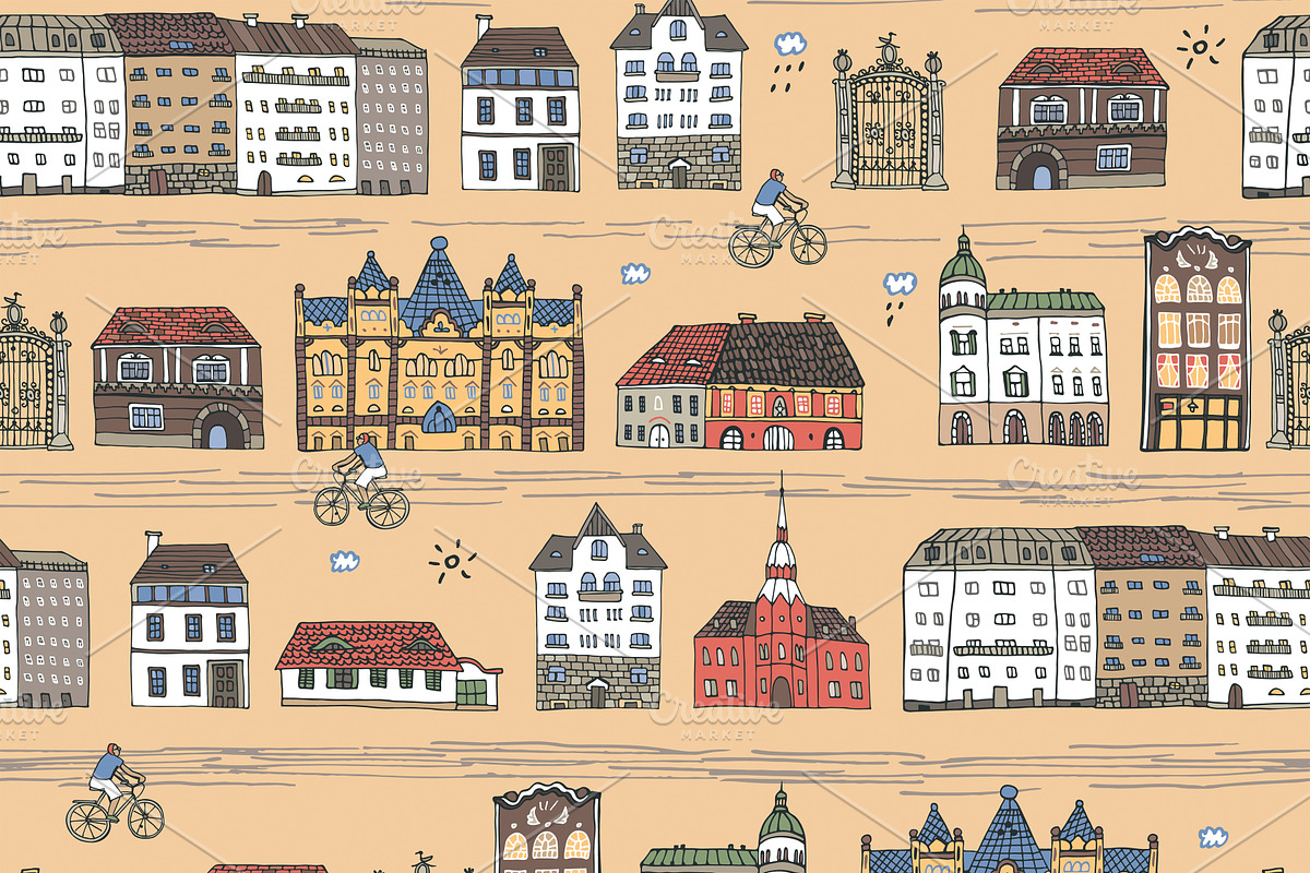 European City Houses Pattern, a Pattern Graphic by GooseFrol