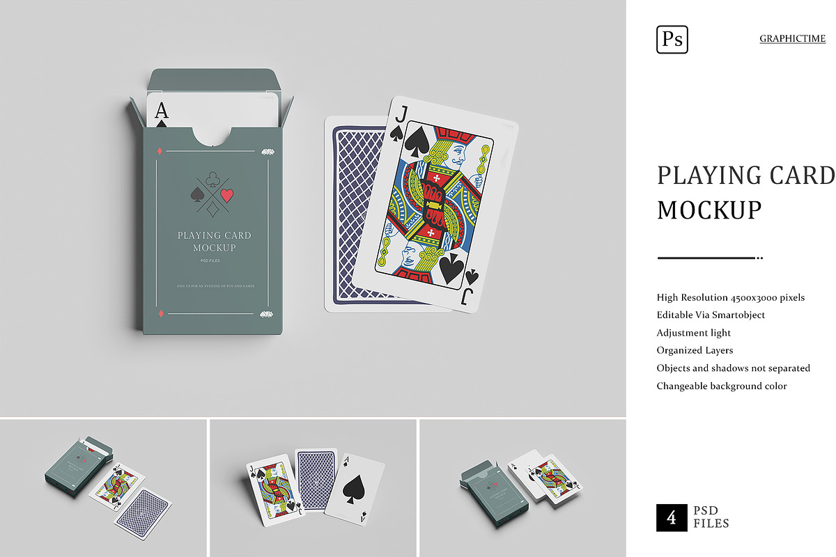 Playing Card Mockup, a Product Mockup by graphictime (Photo 1 of 6)