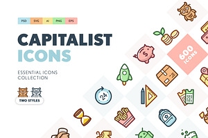 Capitalist Flat Icons Collection