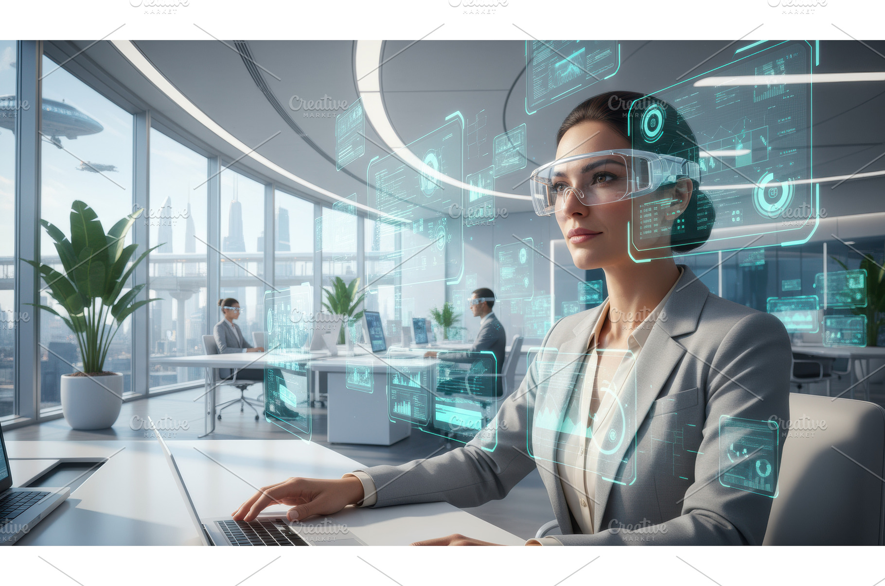Businesswoman using advanced, an Architecture Photo by Igor Tichonow