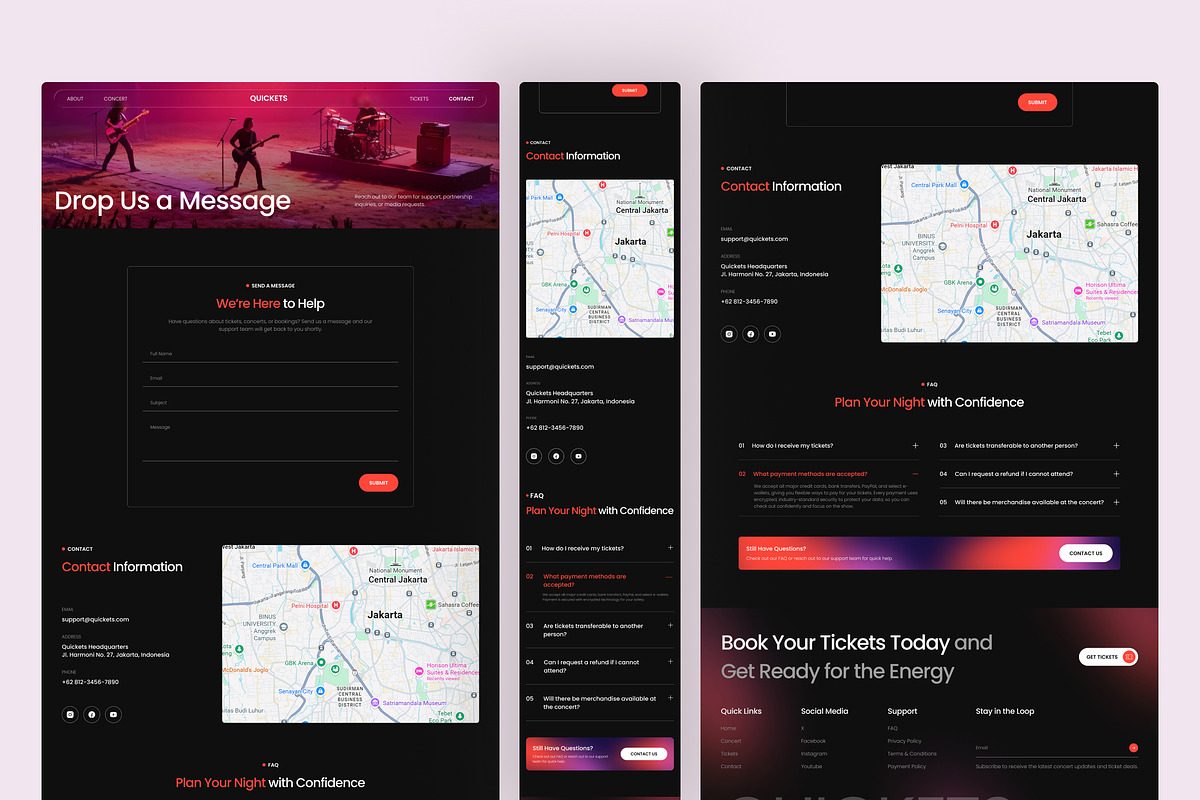Quickets – Concert Ticketing Website, an UI Kit Template by peterdraw (Photo 6 of 7)