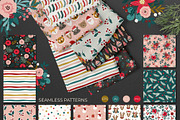Floral Christmas clipart & pattern, an Animal Illustration by Cozy pattern shop (Thumbnail 3 of 14)