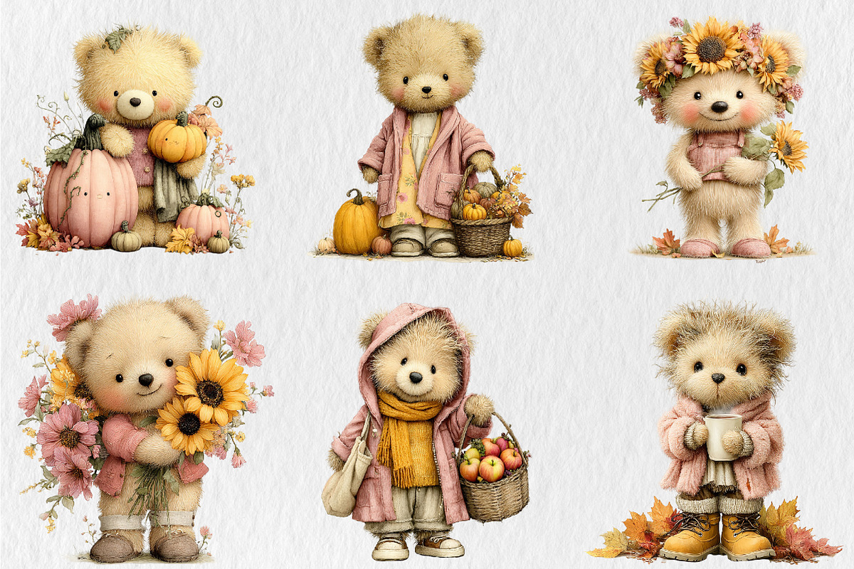 Whimsical Fall Autumn Teddy Bear Png, a Seasonal Illustration by Rose Art (Photo 3 of 6)