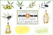 Olive Oil Watercolor Clipart Bundle, an Illustration by BIPLOB EXPERT (Thumbnail 1 of 13)