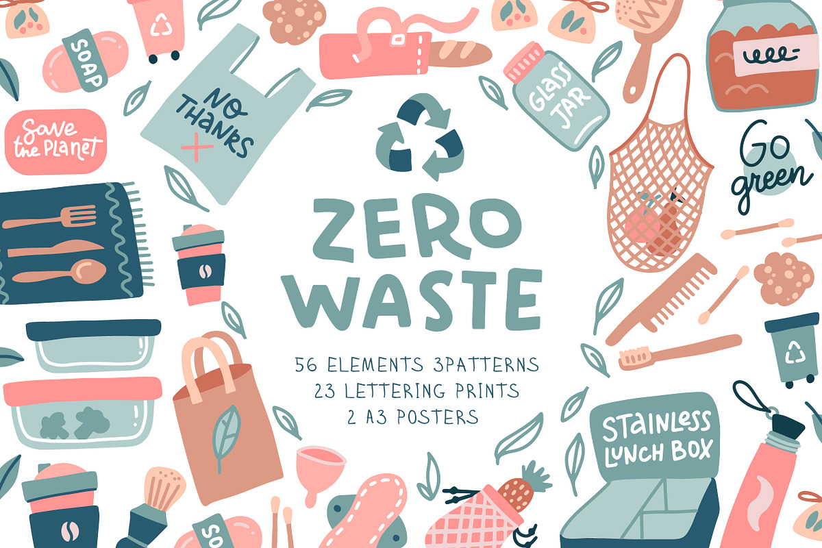 Zero Waste vector collection, an Illustration by Lana Sham (Photo 1 of 11)