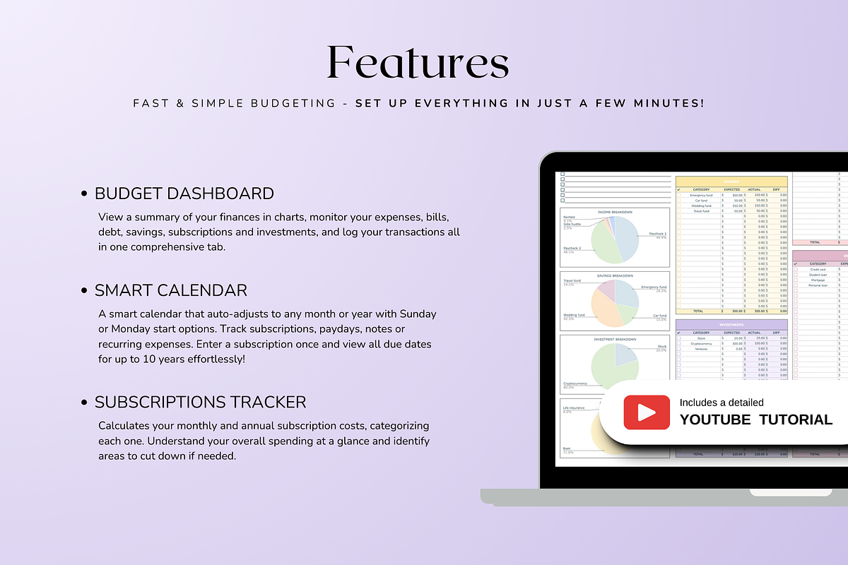 Standard Weekly Budget - Pastel, a Templates & Theme by The Creative Plans co (Photo 3 of 10)