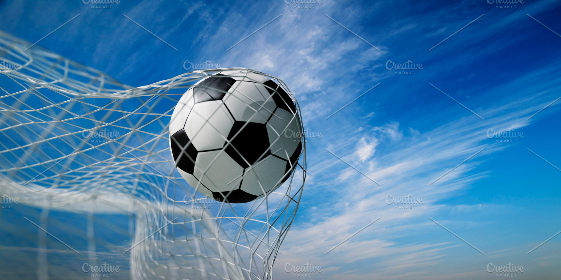 Soccer ball in goal net. Football, a Sports & Recreation Photo by hitdelight