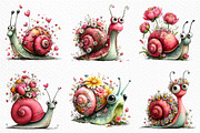 Whimsical Floral Snail Clipart, an Illustration by Craft Nest (Thumbnail 3 of 12)